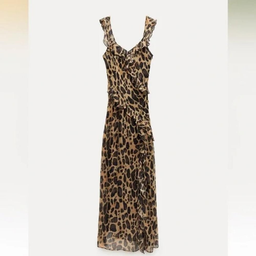 ZARA RUFFLED ANIMAL PRINT DRESS ZW COLLECTION
